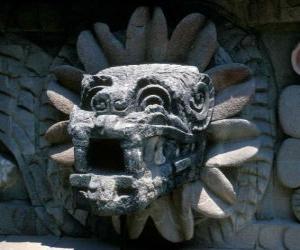 Układanka Quetzalcoatl, azteckiego boga życia, owłosiony węża